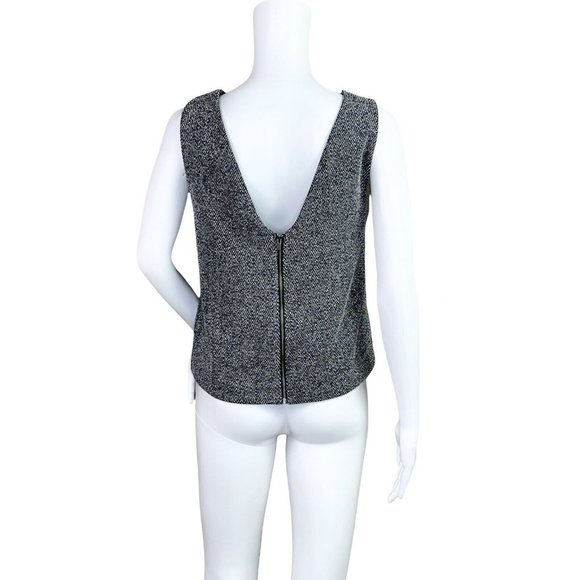 Banana Republic Black Gray Sequin Striped Tweed Sleeveless Top Size 4 - Picture 7 of 9